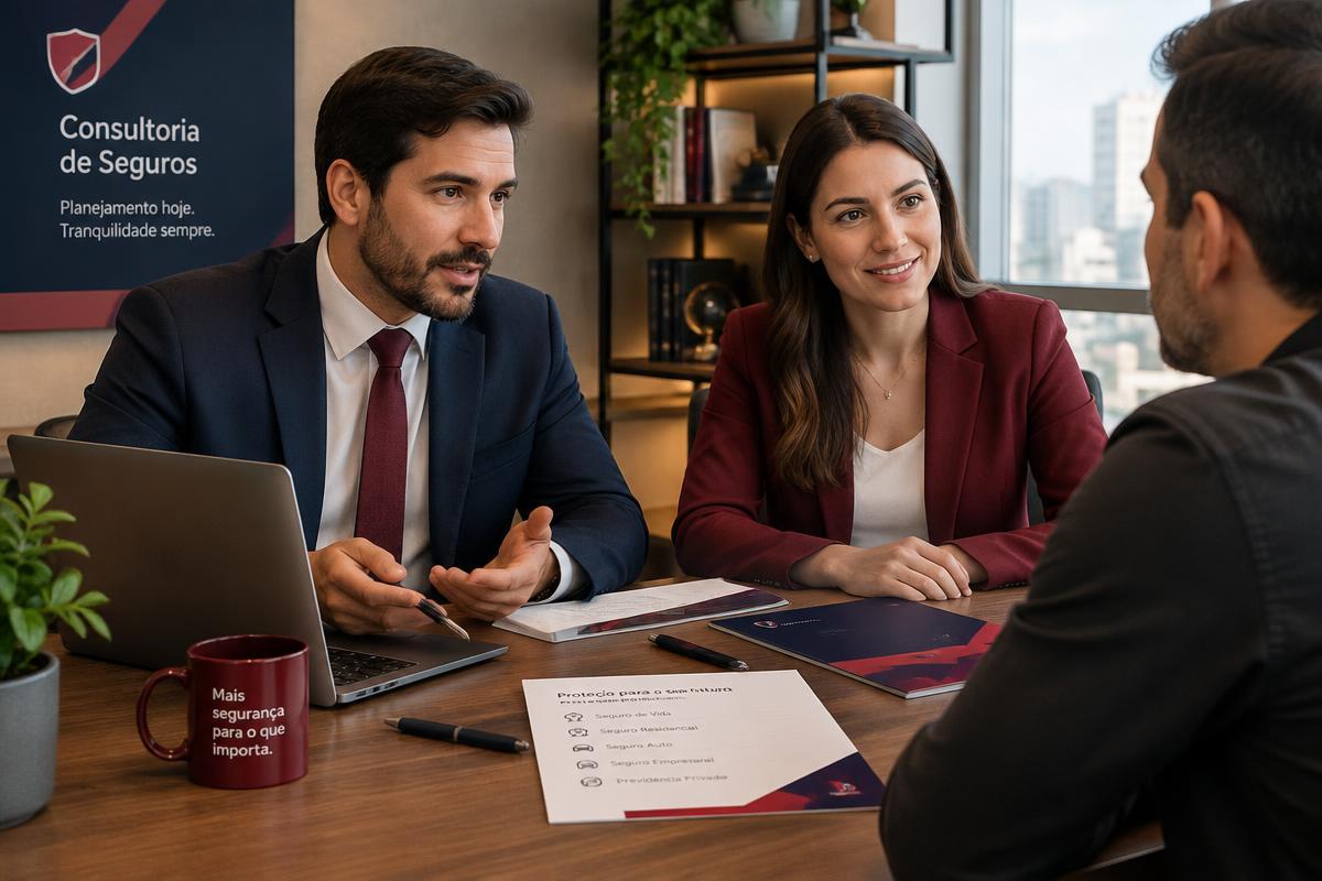 Atendimento TradeRisk - Seguro de Crédito e Seguro Garantia Consultores da TradeRisk em reunião de consultoria sobre Seguro de Crédito e Seguro Garantia com cliente empresarial